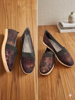 New David “Grin” Tate Metallic Star Slip-On Espadrille Flats Women’s Size 8 Wide
